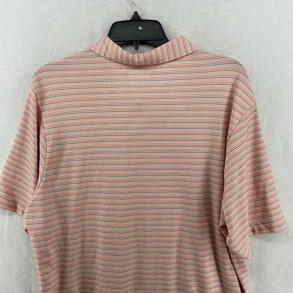 Antigua Polo Shirt Men's Sz L Orange Gray Striped 3 Button Collared Stretch - Picture 8 of 12